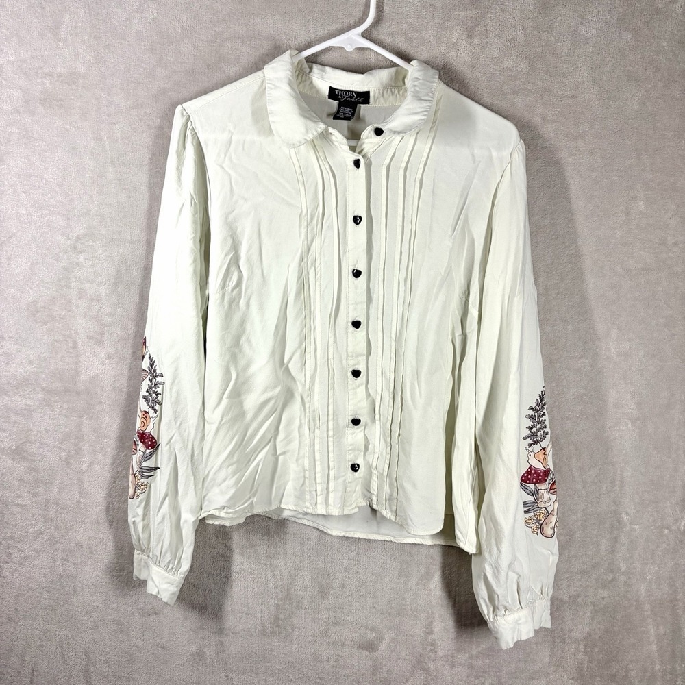 Thorn & Fable Mushroom Forest Blouse Size XL Whimsical Cottagecore Librarian